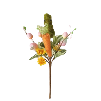 Senmasine Ostereier-Picks mit künstlichen Blättern, Blumen, Kaninchen-Karotten-Dekoration, 9/10/11/12/14/15 Zoll