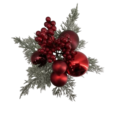 Senmasine Christmas Berries Picks With Glitter Baubles Pinecones Artificial Leaves Decoration