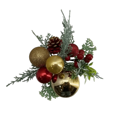 Senmasine Escolhas de frutas de Natal com enfeites brilhantes, pinhas, decoração de folhas artificiais