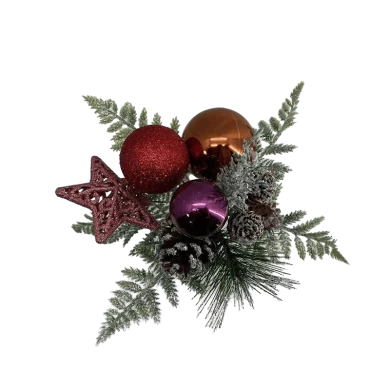 Senmasine Plettro natalizio satinato con pigne glitterate Decorazione natalizia invernale in pino artificiale