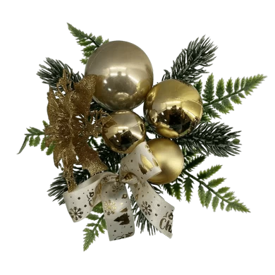 Senmasine-Película de flores artificiales con hojas artificiales, piña con purpurina de pino, decoración de bolas de Navidad mixtas