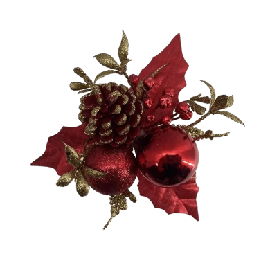 Senmasine – pics de pin artificiels avec feuilles scintillantes, boule de noël, pomme de pin, décoration d'hiver, artisanat DIY