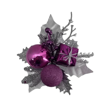 Senmasine Merry Christmas Pick mit künstlichen Glitzerblättern, Zweigen, Weihnachtskugel, Geschenkbox, Winterdekoration