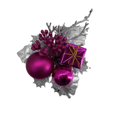 Senmasine Merry Christmas Pick con foglie glitterate artificiali, rami, confezione regalo con palline di Natale, decorazione invernale