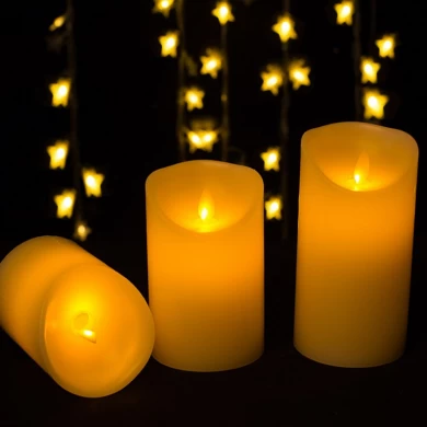 Senmasine LED candele bianche senza fiamma con telecomando Candele tremolanti a LED in vera cera a colonna