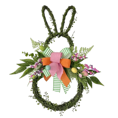 Couronne de Pâques Senmasine avec oeuf en plastique de lapin couronnes artificielles décoration suspendue