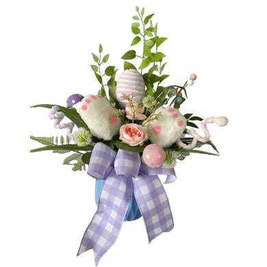 Senmasine decoração de páscoa com arcos coelho misto ovo de plástico folhas artificiais cesta vasos de plantas