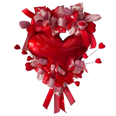Senmasine Valentine's Day wreath Heart Shaped Wreaths mixed sugar candy ribbon bows 20inch 22inch 24inch 32inch