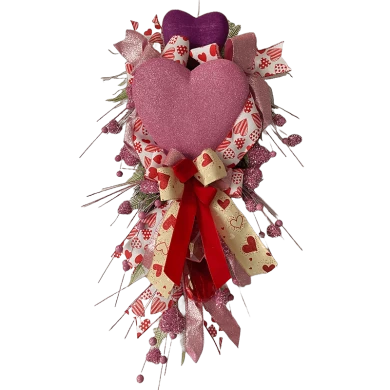Senmasine Valentine's Day wreath Heart Shaped Wreaths mixed sugar candy ribbon bows 20inch 22inch 24inch 32inch