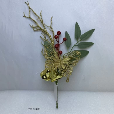 Senmasine long stem christmas picks for DIY Xmas Gifts mixed pinecone ornaments ball artificial leaves