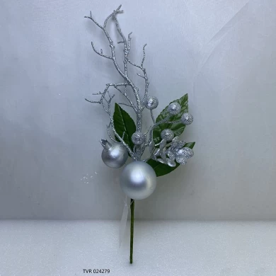 Senmasine long stem christmas picks for DIY Xmas Gifts mixed pinecone ornaments ball artificial leaves