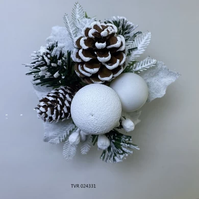 Senmasine escarchada púas navideñas para corona de bricolaje, decoraciones navideñas, ramas de agujas de pino flocadas en la nieve