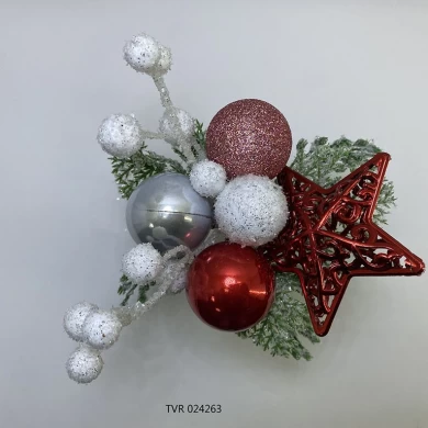 Senmasine クリスマスピック ツリー リース DIY オーナメント デコレーション 混合松ぼっくり 赤いベリー