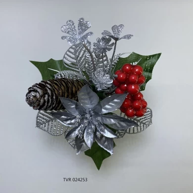 Senmasine Weihnachtspicks für Bäume, Kranz, DIY-Ornamente, Dekoration, gemischte Tannenzapfen, rote Beeren