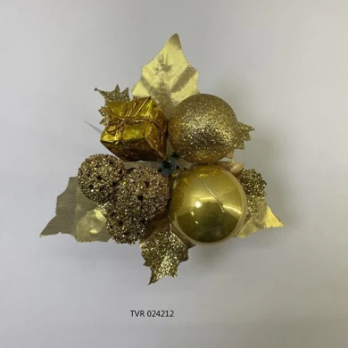 Senmasine Weihnachts-Picks für Arrangements und Kränze, DIY-Dekoration, gemischte Tannenzapfen-Glitzerkugeln, fröhliche Picks