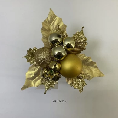 Senmasine christmas picks for arrangements and wreaths DIY decoration mixed pinecone glitter ball merry pick