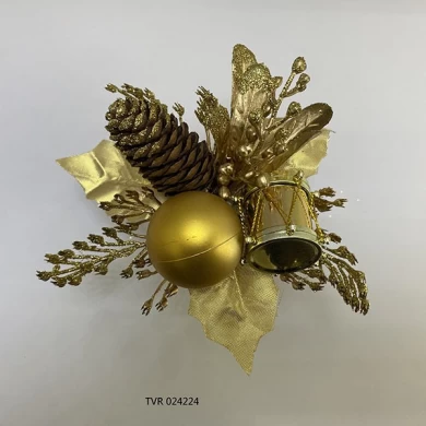 Senmasine glitter kerstprikkers ornamenten met kunstmatige bladeren dennenappel kerst DIY-decoratie