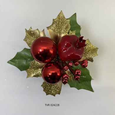 Senmasine rode kerstprikkers ornamentballen met kunstmatige bladeren dennenappel kerst wintervakantie DIY-decoratie