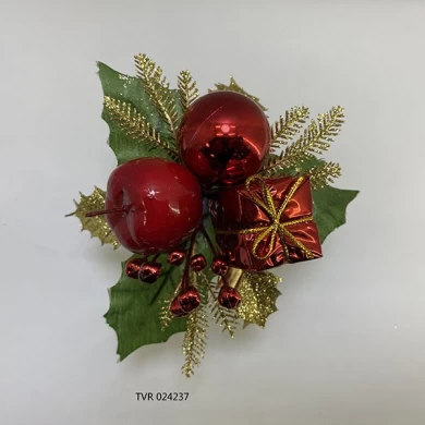 Senmasine czerwone bombki świąteczne z brokatową gałązką sztuczne liście świąteczne dekoracje DIY