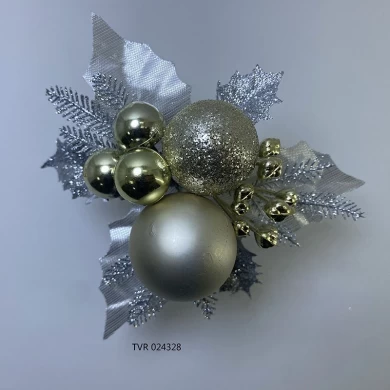 Senmasine decoraciones navideñas con purpurina, adornos de bolas de piña, decoración navideña de invierno DIY