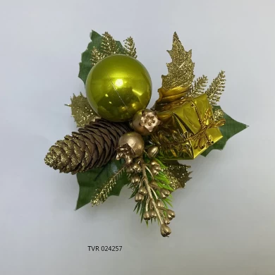 Senmasine glitter artificial pinecone picks mixed baubles ball ornaments for Christmas winter holiday DIY decoration