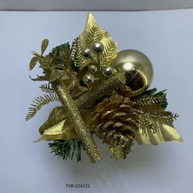 Senmasine gold glitter xmas picks for Christmas DIY holiday winter decor gift mixed artificial leaves ornaments pinecone