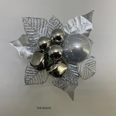 Senmasine Silberornamente Weihnachtspicks mit Tannenzapfen, künstliche Blätter, Weihnachten, Urlaub, Winter, DIY, dekorative Geschenke