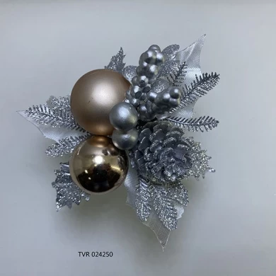 زخارف سينماسين الفضية لعيد الميلاد مع كوز الصنوبر وأوراق اصطناعية لعيد الميلاد وعطلة الشتاء هدايا تزيينية ذاتية الصنع