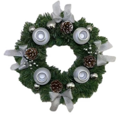 Senmasine 30cm candlestick flower wreath with poinsettia pinecone ball front door Christmas decor