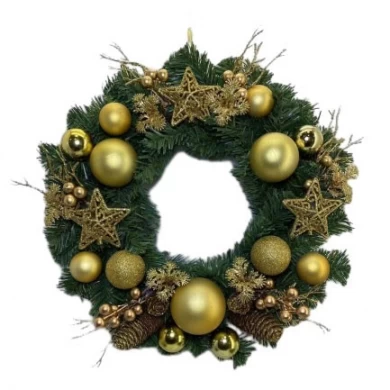 Senmasine 30 cm 40 cm ghirlanda natalizia artificiale con ornamenti a stella, palla, festival, decorazione natalizia