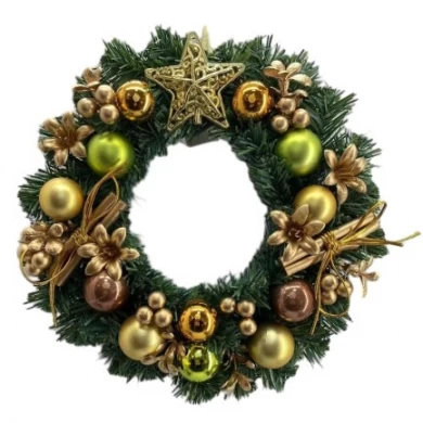 Senmasine 30 cm 40 cm ghirlanda natalizia artificiale con ornamenti a stella, palla, festival, decorazione natalizia
