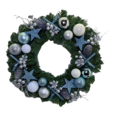 Corona de Navidad artificial Senmasine de 30cm y 40cm con adornos de estrellas, decoración navideña para festivales de bolas