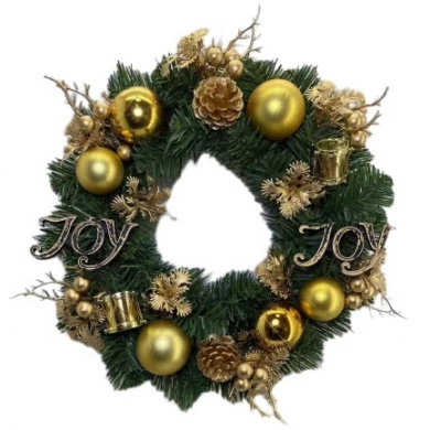 Senmasine 30 厘米圣诞装饰品花环带闪光松果球圣诞派对门挂装饰