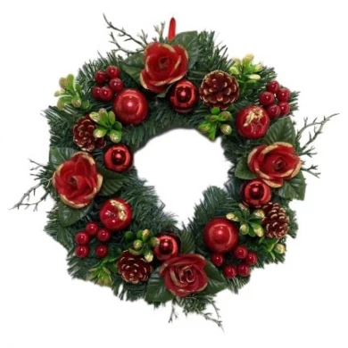 Senmasine 30cm christmas decorations wreath with glitter pinecone ball xmas party door hanging decor