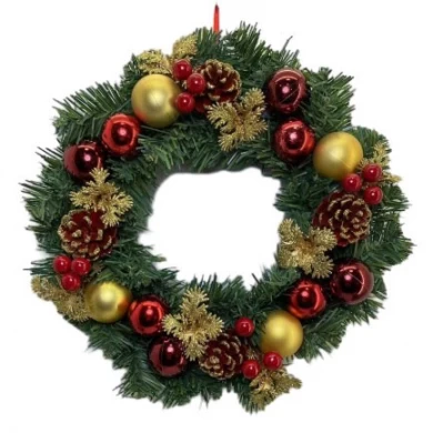 Senmasine 30cm christmas decorations wreath with glitter pinecone ball xmas party door hanging decor