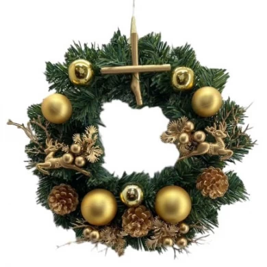 Corona de decoraciones navideñas Senmasine de 30cm con bola de piña brillante decoración colgante para puerta de fiesta de Navidad