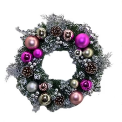 Senmasine 40 cm 50 cm couronne de porte de Noël pour le festival de vacances de Noël d'hiver suspendu décoratif