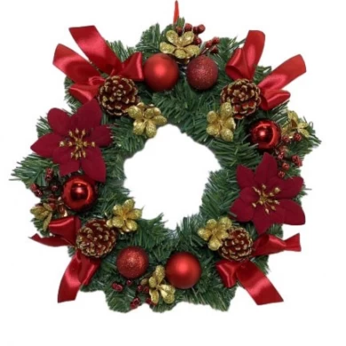 Senmasine 30 см 40 см уличный рождественский венок с блестящими цветами пуансеттии, подвесное украшение для входной двери