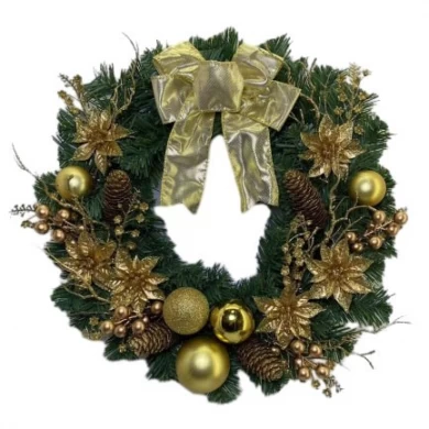 Senmasine 30cm 40cm outdoor christmas wreath with glitter poinsettia flowers front door hanging decoration