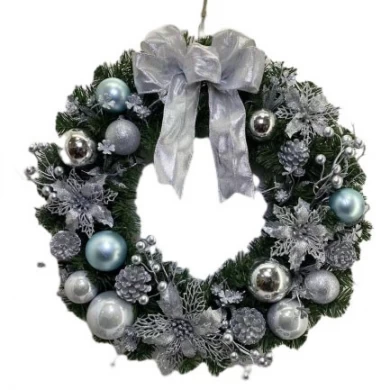 Senmasine 30 cm 40 cm ghirlanda natalizia per esterni con fiori di poinsettia glitterati decorazione da appendere alla porta d'ingresso