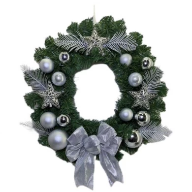 Senmasine 40cm christmas wreath decor with bows ornaments festival decoration front door haning