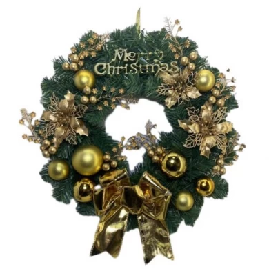 Corona navideña Senmasine de 40cm, decoración con lazos, adornos, decoración festiva, colgante para puerta delantera