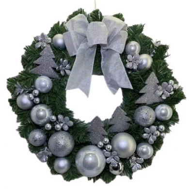 Senmasine 40cm christmas wreath decor with bows ornaments festival decoration front door haning