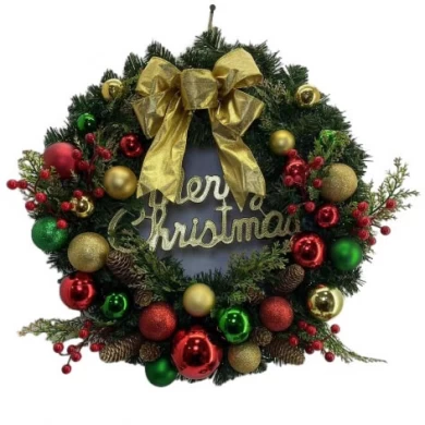 Senmasine 30cm 50cm kerstkransdeur voor vakantie, hangende decoratieve gemengde strikken, ornamenten, kerstbal
