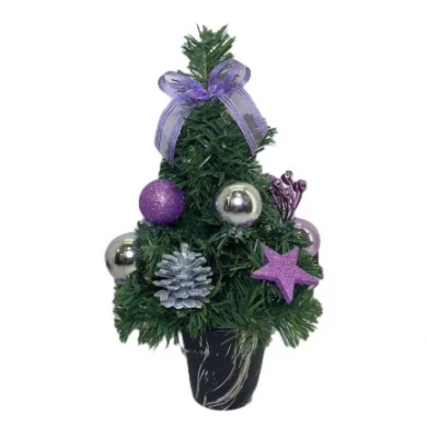 Senmasine árbol de mesa de Navidad de 30 cm con lazos adornos bola flores de pascua piña decoración de Navidad