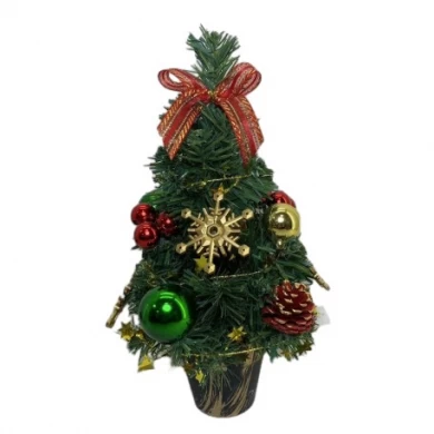 Senmasine 30 センチメートルクリスマステーブルツリーと弓の装飾品ボールポインセチアの花松ぼっくりクリスマス装飾
