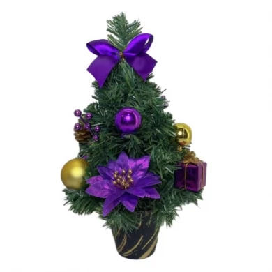 Senmasine árbol de mesa de Navidad de 30 cm con lazos adornos bola flores de pascua piña decoración de Navidad