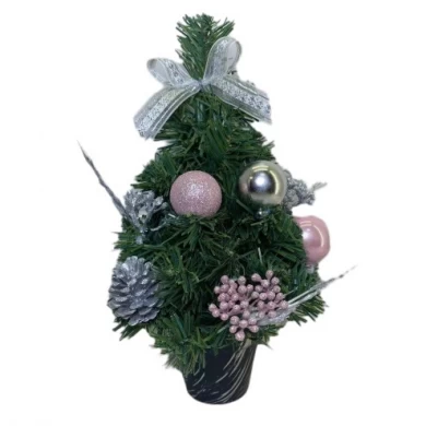 Senmasine 30cm árvore de mesa de natal com arcos enfeites bola poinsétia flores pinha decoração de natal