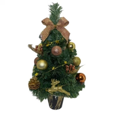 Senmasine 40 cm Weihnachts-Tischbaum mit Schleifen, gemischte Glitzerornamente, Kugel, Weihnachtsstern, Schreibtisch-Heimdekoration