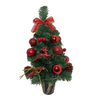 Senmasine 40 cm kersttafelbladboom met strikken gemengde glitterornamenten bal poinsettia bureau woondecoratie